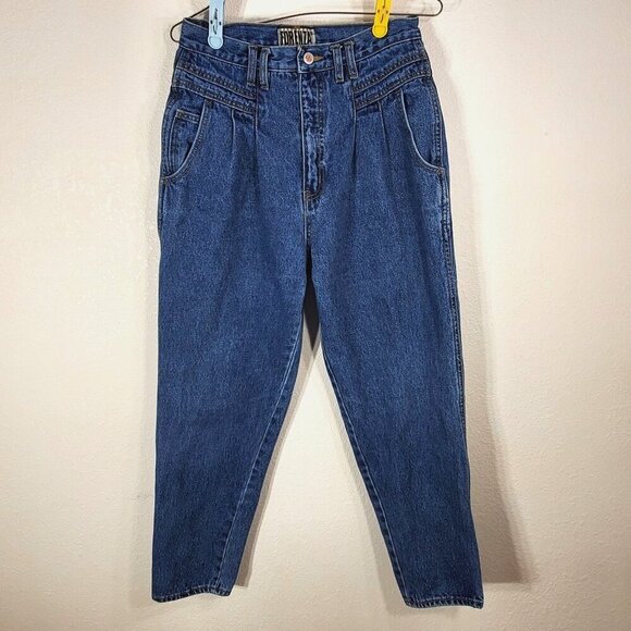 VTG Forenza Womens Jeans Size 12 High-Waisted Mom Jeans Classic Blue Denim Pleat - Picture 1 of 9